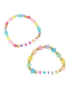 Pink Poppy: Pink Poppy Smile Be Happy Bracelet Duo Assorted Colours/Styles