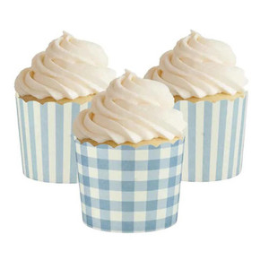 Blue Gingham Cupcake Cups x12