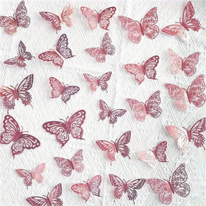 Products: Metallic Pink Card Butterfly Cake Decorations x12