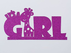 Products: It's a Girl Glitter Hot Pink Cake Topper (Card 130x55mm)