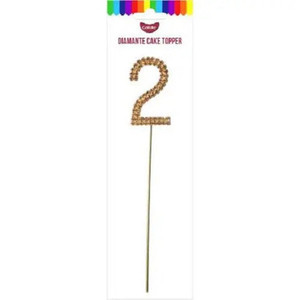Products: Number 2 Gold Diamante Cake Topper. Glitz and Glamour