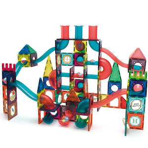 Magnetic Toys: Giromag 186 Pcs Magnetic Tiles Building Blocks Marble Run