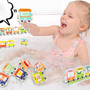 Bath Toys: Bath Sticker Train Sticker Bath Toy – 28 Pieces with storage bag