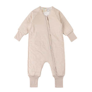 Toys Over 80: Woolbabe Merino/Organic Cotton Duvet Sleeping Suit with Sleeves - Dune 1-4 years