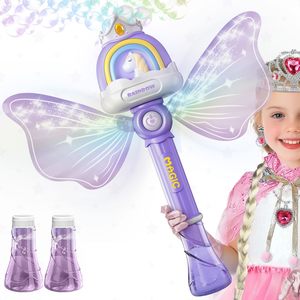 Bubble Wands for Girls， Kids Bubble Machine LED Light Princess Toys