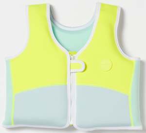 Sunnylife: Swim Vest 3-6 - Salty The Shark Aqua Neon Yellow