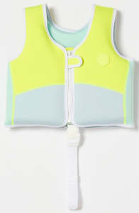 Sunnylife: Swim Vest 2-3 - Salty The Shark Aqua Neon Yellow