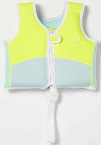 Pools Beach Water Toys: Sunnylife: Salty The Shark Swim Vest 1-2 Aqua Neon Yellow