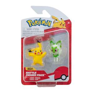 Figures and Playsets-Action Battling: Pokemon Battle Figure Pack - Sprigatito & Pikachu
