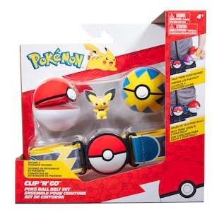 Pokemon: Pokemon Clip N Go Poke Ball Belt Set - Poke Ball & Quick Ball With Pichu
