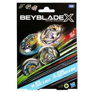 Beyblade X Bite Croc 3-60LF and Sting Unicorn 4-60P Top Dual Pack Set