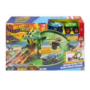 Hot Wheels: Hot Wheels Monster Trucks Sharks vs. Dinos Dragon Demolition Playset