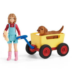 Schleich Farm World Puppy Wagon Ride Set