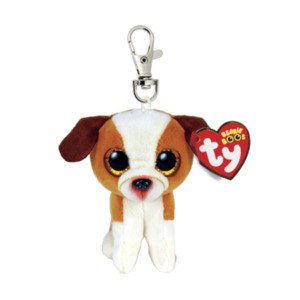 Ty Beanie: Ty Beanie Boo Clip - Hugo Brown & White Dog