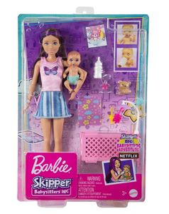 Barbie Skipper Babysitters Inc. Doll & Accessory - Brunette/Purple Hair & Crib