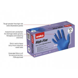 Cleaning And Hygiene: High Five High Risk Disposable Latex Gloves 50pk