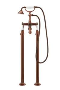 Bathroom Tap: Traditional Bath Shower Mixer On Pipe Stands - Metal Lever