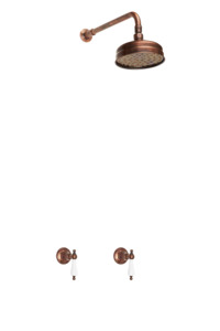 Heritage Bathroom Wall Tap Shower System - Porcelain Levers