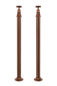 Vintage Bath Pillar Taps On Pipe Stands - Cross Handle