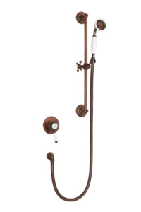 Traditional Concealed Shower With Flexible Kit - Porcelain Lever