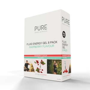 Nutrition: PURE Fluid Energy Gels - 8 Pack - Raspberry Caffeine