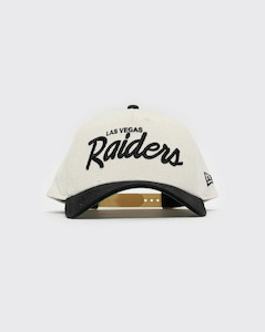 Headwear: New Era 940 AFrame Las Vegas Raiders Cord Script Snapback - Chalk White/Black