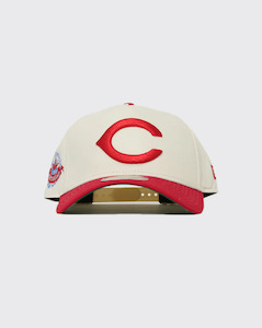 Headwear: New Era 940 AFrame Cincinnati Reds Snapback - Vintage White/Red