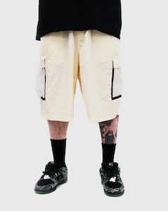 Bronze 56k: Bronze 56k Mesh Cargo Shorts - Cream