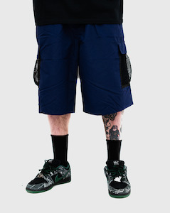 Bronze 56k: Bronze 56k Mesh Cargo Shorts - Navy