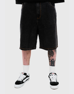 S Double: S-Double Standard Denim Short - Washed Black