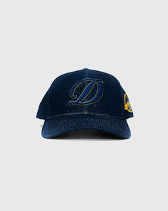 Dime Cursive D Full Fit Hat - Indigo Denim