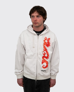 Outerwear: Carpet Dragon Zip Up Hoodie - White