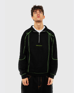 Cash Only Stencil Quarter Zip Up - Black