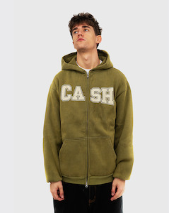 Cash Only Campus Zip Up Hoodie - Washed Olive