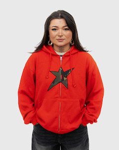 Outerwear: Carpet C Star Thermal Zip Up Hoodie - Red