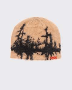 Australian Brands: Hoddle Mohair Fracture Beanie - Tan/Black