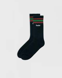 Buttergoods: Butter Goods Striped Sock - Black / Red / Green