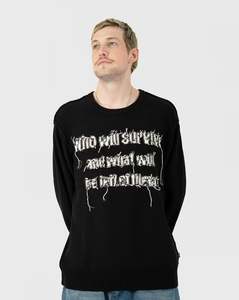 Outerwear: HUF Survive Cable Knit Sweater - Black