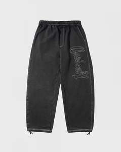 Apparel: Cash Only Strip Fleece Sweatpants - Washed Black