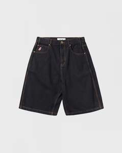 Apparel: Cash Only Logo Denim Shorts - Washed Black