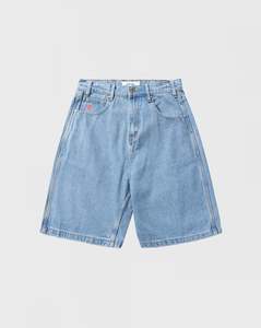 Cash Only Logo Denim Shorts - Washed Indigo
