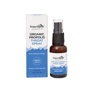 Products: Organic Propolis and Manuka Honey Throat Spray MGO650+