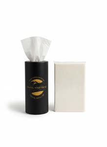 vehicle accessories: Travel Starter Black and Gold Car Cup Holder Tissues