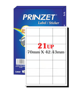 A4 Labels: Prinzet A4 Labels 21UP (100 sheets)