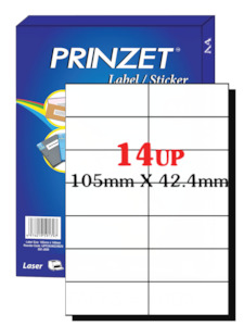 A4 Labels: Prinzet A4 Labels 14UP (100 sheets)