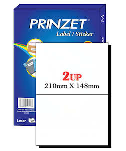 A4 Labels: Prinzet A4 Labels 2UP (100 sheets)