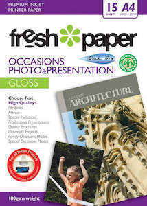 Photo Paper: Fresh Photo Paper 180gsm Occasions Gloss A4 15