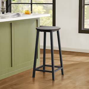 Brick Metal Bar Stool - Rustic Brown + Black