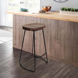 Bar Stools: Nolan Beech Wood Bar Stool - Walnut