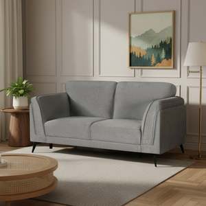 2 Seater Sofas: Brulo Linen 2 Seater Sofa - Grey